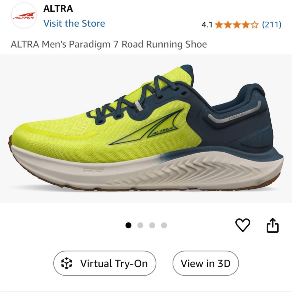 men’s shoes only warn on treadmill 1x, never warn outside 
Neon green and navy